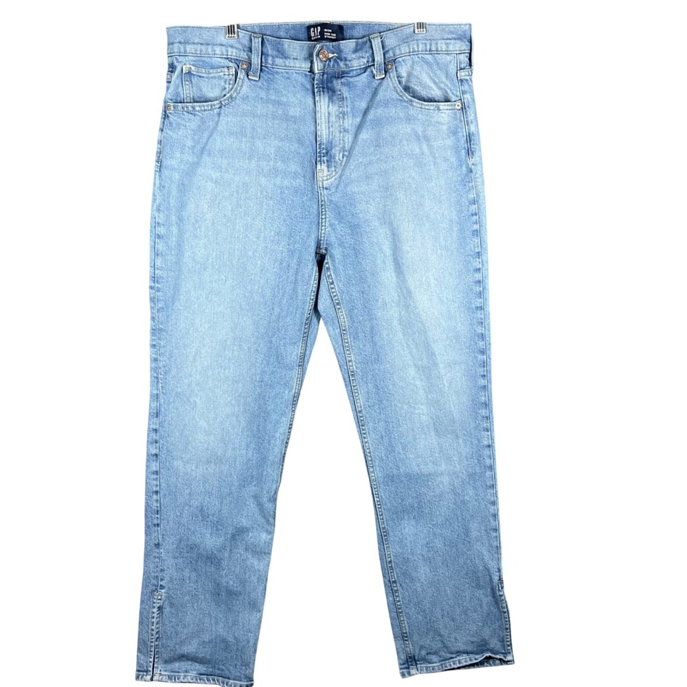 GAP Straight Jeans Womens 18 Light Blue‎ High Rise Side Slit Denim Pants